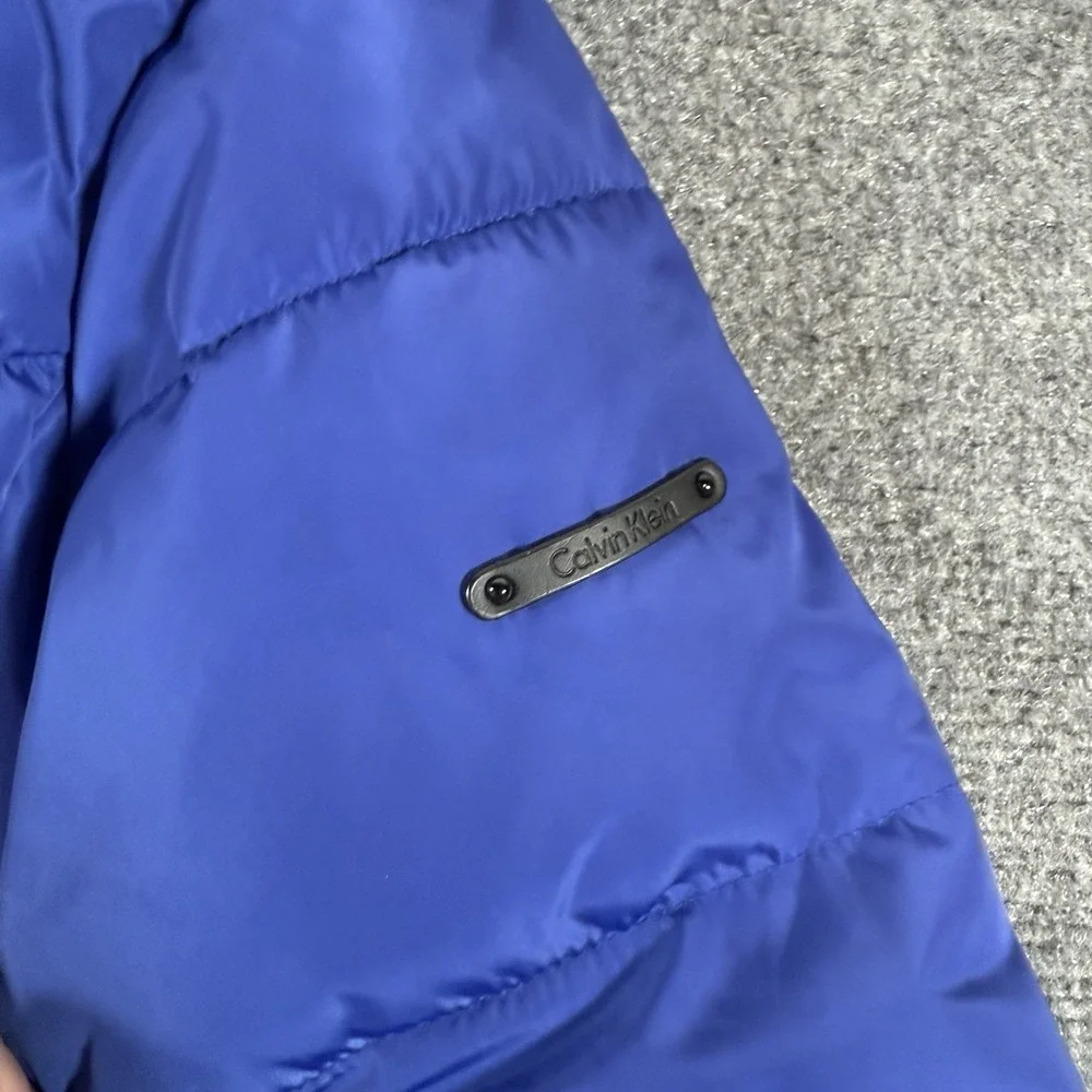 Calvin Klein Puffer Jacket Womens Medium‎ Blue Coat Quilted Full Zip